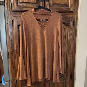EUC! Miracle Berry long sleeve top, rust colored, size S